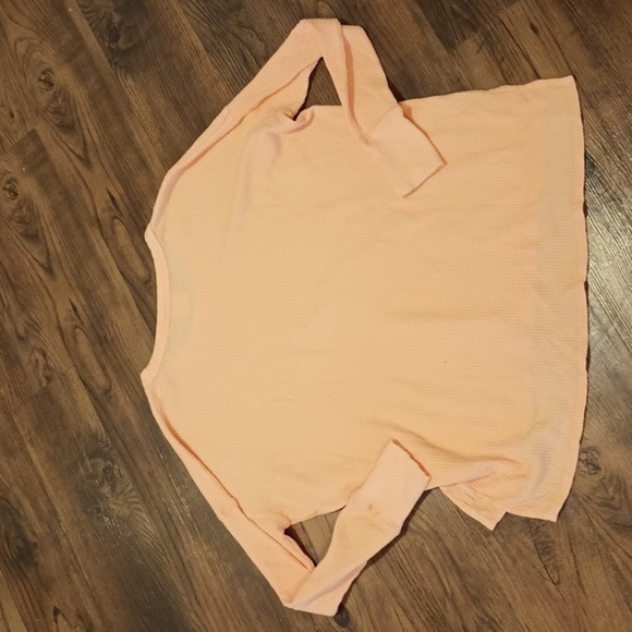 Aerie Off Line Pink Disco Dance Club Loose Fit Waffle Knit Thermal Top A39 - Picture 5 of 5